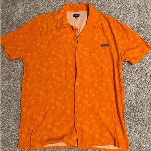 Hard Luck orange Hawaiian shirt from the skate company Hard Luck.